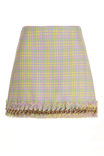 Shop Versace Tweed Chain Skirt In Pineapple+multicolor
