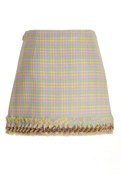 Shop Versace Tweed Chain Skirt In Pineapple+multicolor