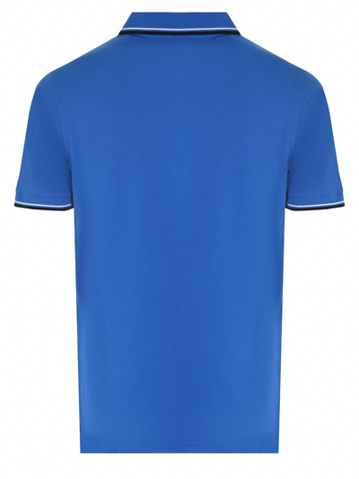 Shop Fay Light Blue Stretch Cotton Pique Polo Shirt In Middle Tyrrhenian