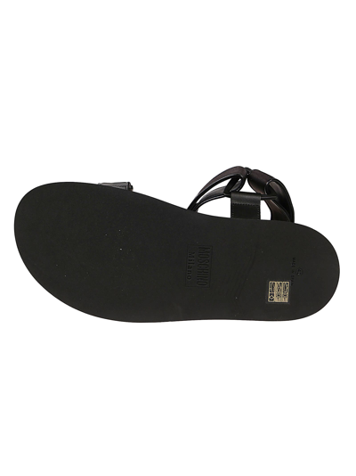 Shop Moschino Fussbet40 Logo Strap Sandals In Black