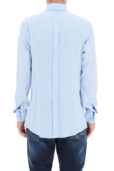 Shop Dolce & Gabbana Gold Fit Poplin Shirt In Azzurro