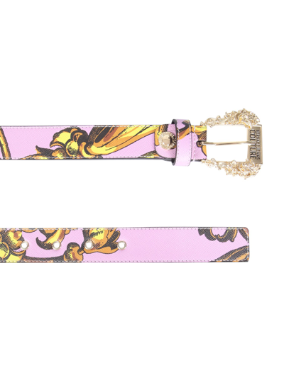 Shop Versace Jeans Couture Belt With Iconic Buckle In Lavander