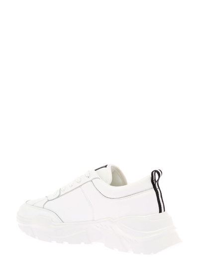 Shop Versace Jeans Couture Versace Mans White Leather Blend Sneakers With Logo