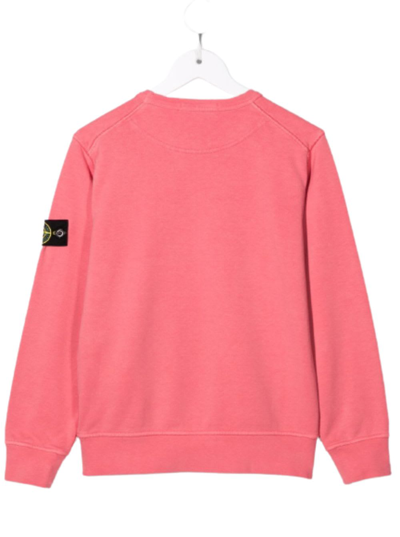 Shop Stone Island Junior Pink Cotton Sweatshirt With Logo In Fuxia