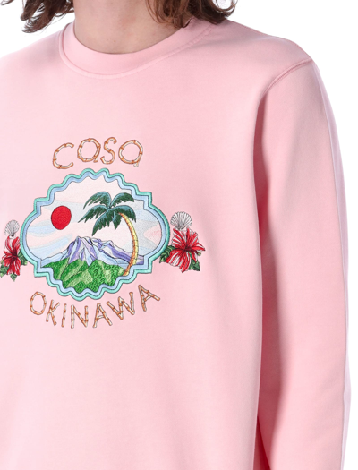 Shop Casablanca Okinawa Embroidered Sweatshirt In Pink Casa Okinawa