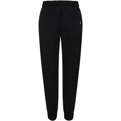 Shop Msgm Black Sweatpants For Boy With White Logo In Nero