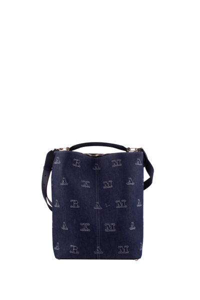 Shop Max Mara Denim Hobo Bag In Blu