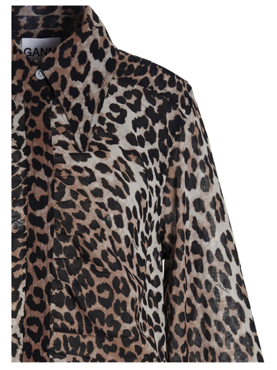 Shop Ganni Leopard Dress In Marrone