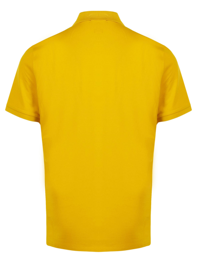 Shop C.p. Company Yellow Stretch Pique Slim Fit Logo Polo In Giallo