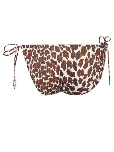 Shop Tory Burch Leopard Print Bikini Bottoms In Marrone E Beige