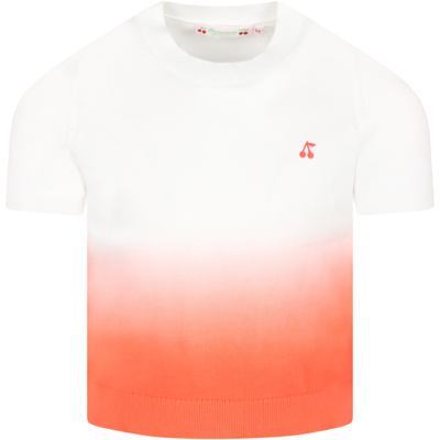 Shop Bonpoint Multicolor Sweater For Girl In Bianco E Arancio