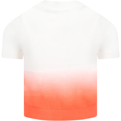 Shop Bonpoint Multicolor Sweater For Girl In Bianco E Arancio