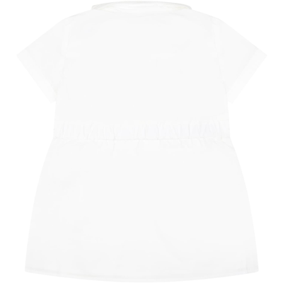 Shop Moncler White Dress For Baby Girl With Logo