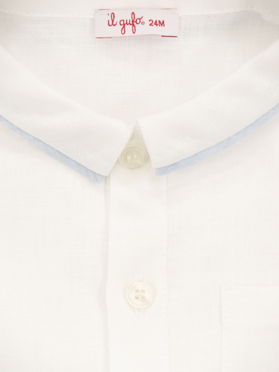 Shop Il Gufo Linen Two-piece Suit In White/light Blue