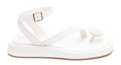 Gia Borghini Rosie Gemstone Flat Sandals In Bianco