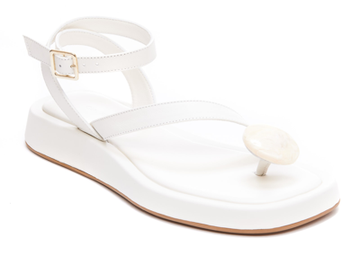 Gia Borghini Rosie Gemstone Flat Sandals In Bianco