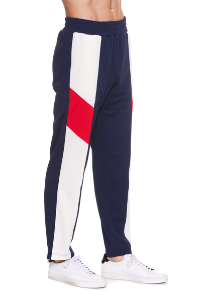 Shop Palm Angels Colorblock Logo Trackpants In Blu