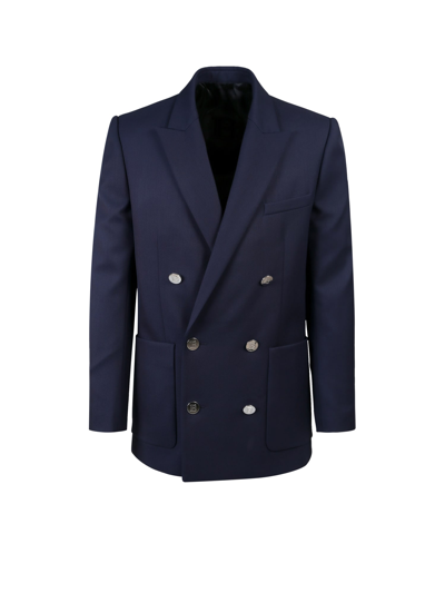 Shop Balmain Blazer In Blu