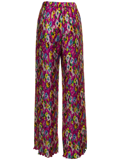 Shop Msgm Womans Multicolor Floral Pleated Pants In Fantasia