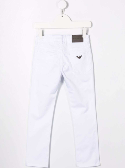 Shop Emporio Armani White Denim Jeans With Logo In Bianco Ottico