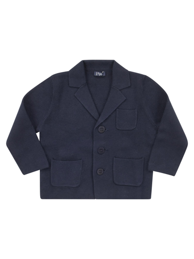 Shop Il Gufo Cotton Blazer In Navy Blue