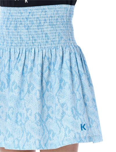 Shop Kenzo Printed Short Flared Skirt In Cian Light Blue