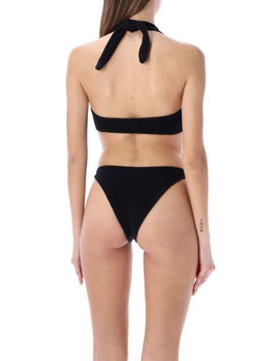 Shop Reina Olga Pilou Scrunch Bikini Set In Black