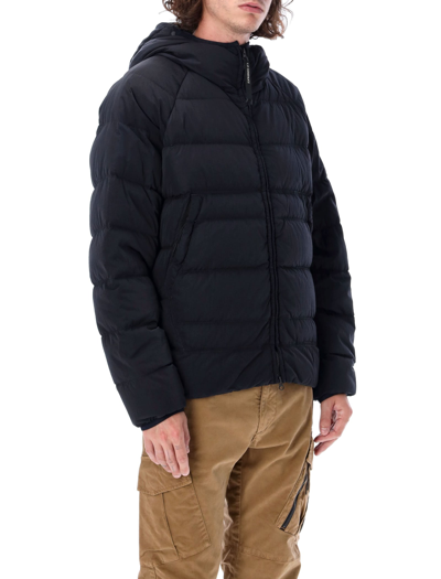 Shop C.p. Company Eco-chrome R Hooded Down Goggle Jacket In Navy