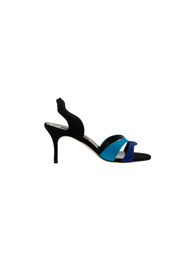 Shop Manolo Blahnik Suspiro Sandals In Bblu/bblu/blck