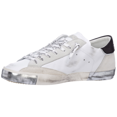 Shop Philippe Model Prsx Leather Sneakers In Blanc - Argent