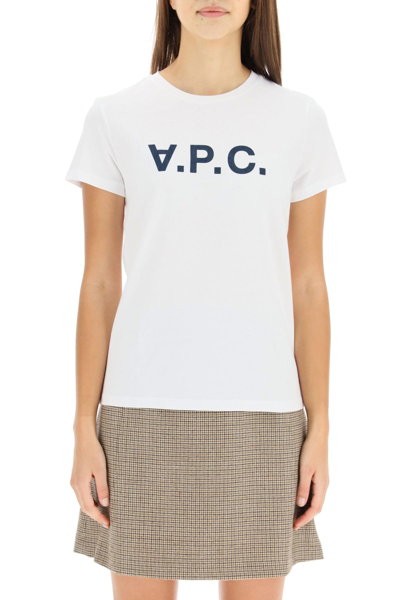 Shop Apc Vpc Logo Flock T-shirt In Iak Dark Navy