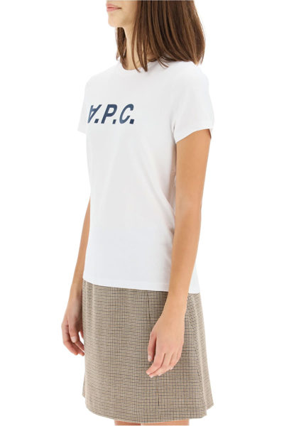 Shop Apc Vpc Logo Flock T-shirt In Iak Dark Navy