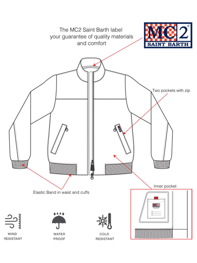 Mc2 Saint Barth Man Mid-weight Prince Of Wales Bomber Jacket Traveler In Black