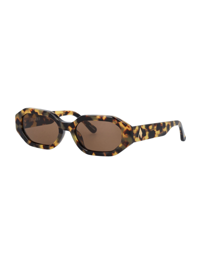 Shop Attico Irene Tortoise Sunglasses In Shell Yellow Brown
