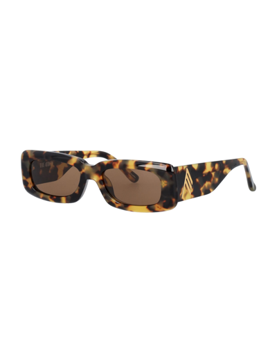 Shop Attico Mini Marfa Tortoise Sunglasses In Shell Yellow Brown