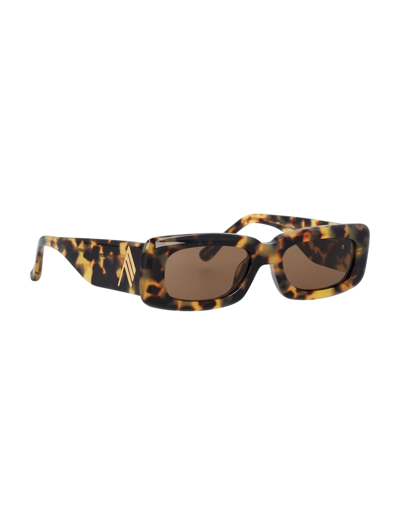 Shop Attico Mini Marfa Tortoise Sunglasses In Shell Yellow Brown