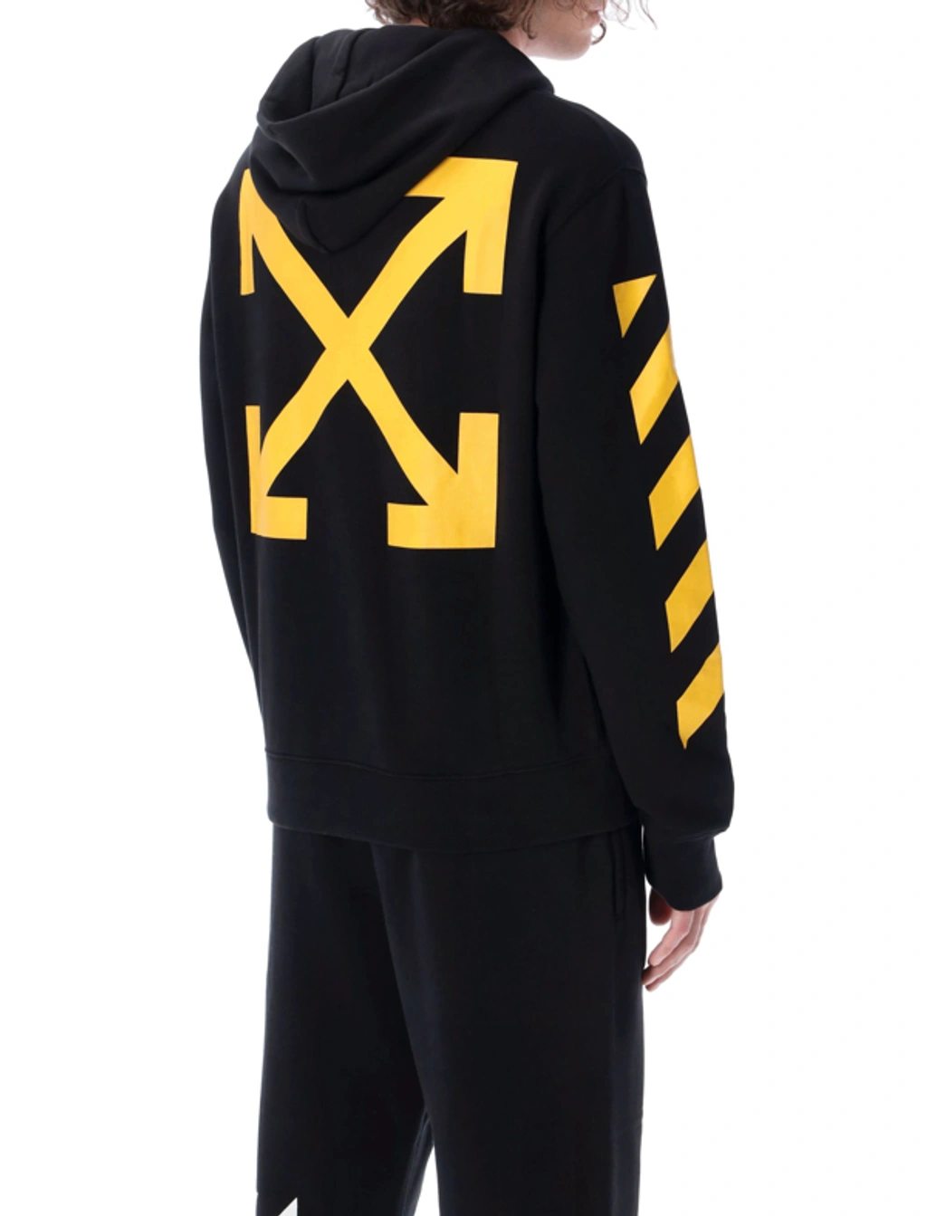 Off white Black And Yellow Diag Hoodie With Caravaggio Painting In Black yellow ModeSens