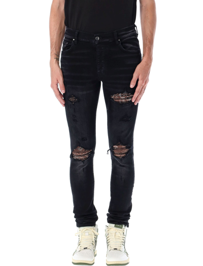 Shop Amiri Mx1 Bandana Jeans In Aged Black
