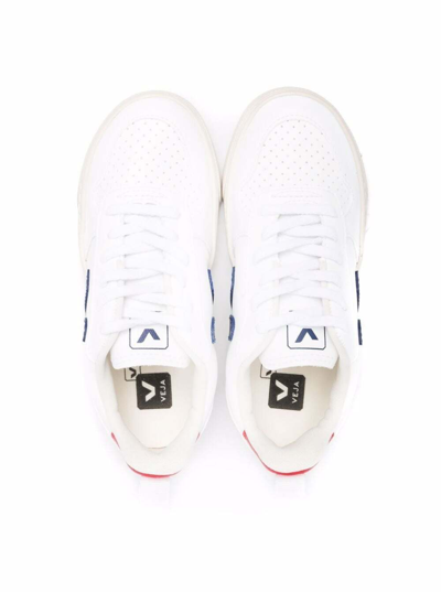 Shop Veja Kids Boys V-10 White Organic Cotton Sneakers With Logo