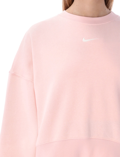 Shop Nike Essentials Oversized Fleece Crew Sweatshirt In Pink