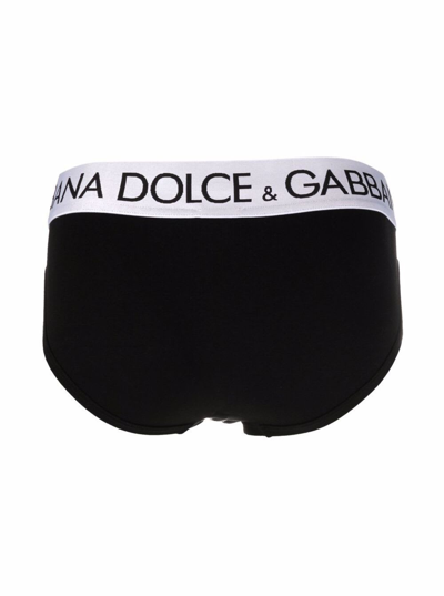 Shop Dolce & Gabbana Mans Black Cotton Briefs With Logo