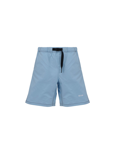Shop Msgm Shorts In Light Blue