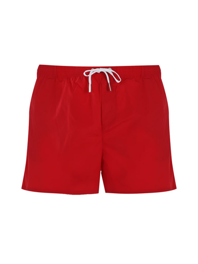 Shop Dsquared2 Be Icon Swim Trunks In Red, White