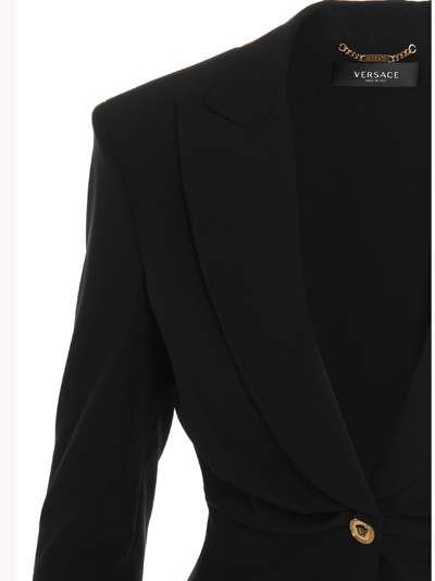 Shop Versace Medusa Silk Blazer Jacket In Black