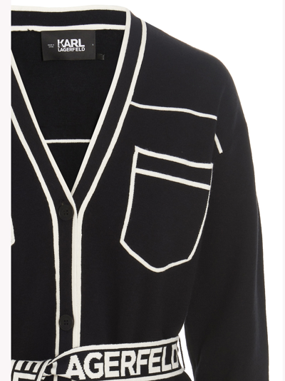 Shop Karl Lagerfeld Karl Cardigan In White/black