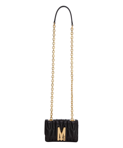 Shop Moschino M Leather Crossbody Bag In Nero