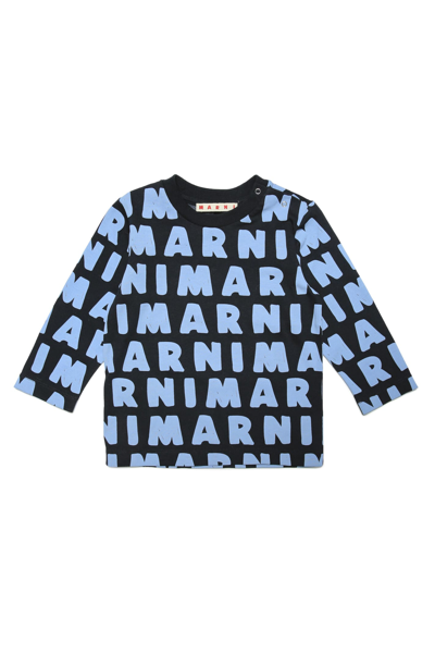 Shop Marni Mt50b T-shirt  In Blue Navy