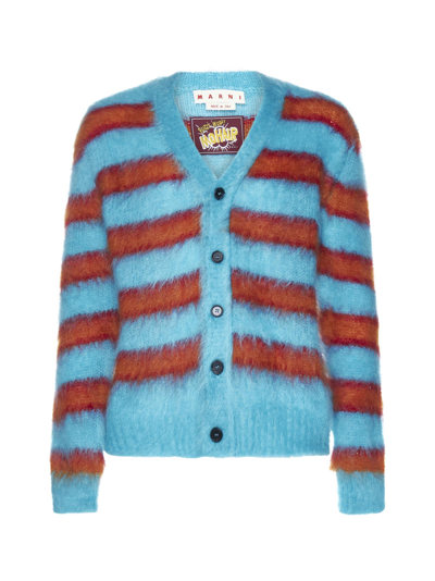 Shop Marni Cardigan In Turquoise