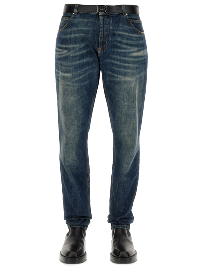 Shop Balmain Jeans Faded In Denim