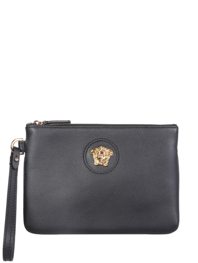 Shop Versace La Medusa Clutch Bag In Nero